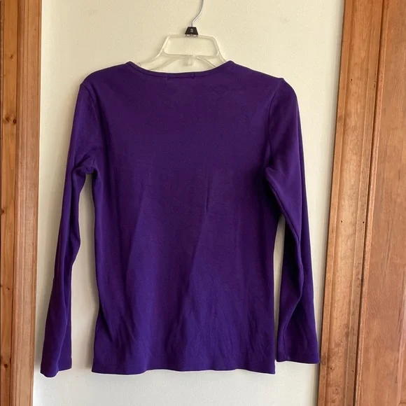 RALPH LAUREN Deep Purple Knit Pullover Crew Neck Tee Top M - Picture 8 of 16